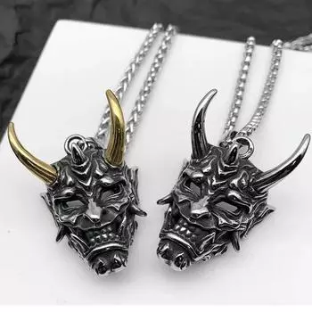 Ожерелье с подвеской в стиле панк, мужская маска призрака, ювелирное изделие, подарок, женское ожерелье золотой