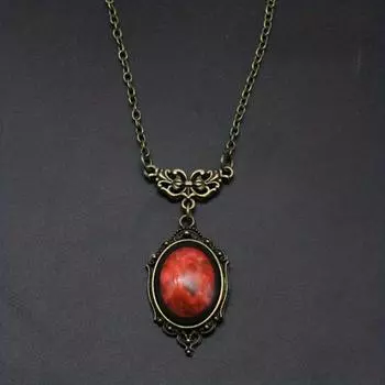 Ожерелье с подвеской в стиле ретро из красного кристалла, ожерелье Виктории, подвеска из красного камня, украшение для Хэллоуина красный