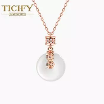 Ожерелье с подвеской в стиле ретро, легкая роскошная круглая подвеска с имитацией белого нефрита белый