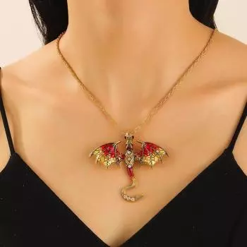 Ожерелье с подвеской в стиле ретро в стиле хип-хоп с рисунком летящего дракона 1 pcs