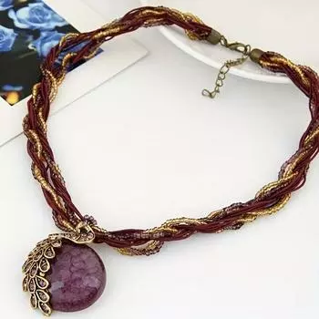 Ожерелье с подвеской в стиле ретро в богемном стиле, инкрустированное искусственными кристаллами и стразами, модное ожерелье для женщин, идеальный аксессуар для повседневного ношения