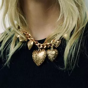 Ожерелье с подвеской в стиле ретро в стиле хип-хоп, панк, холодный стиль, многомерная любовь, простая уличная фотография золотой