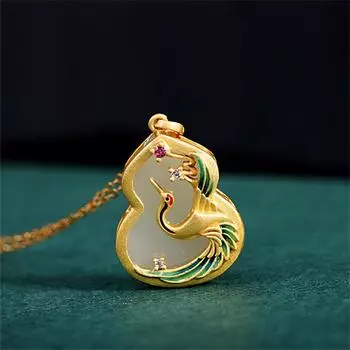 Ожерелье с подвеской в стиле ретро Нефритовый Феникс для леди, свадебные аксессуары, модное женское серебряное ожерелье-цепочка 925 пробы, ювелирные изделия для женщин