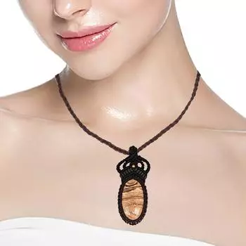 Ожерелье с подвеской в технике макраме с изображением яшмы «Кристалл йоги»? Ювелирные изделия из драгоценных камней