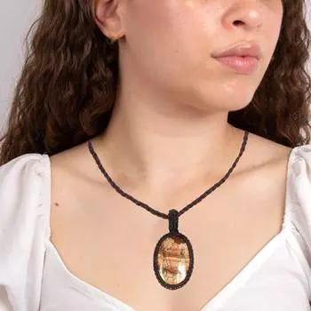 Ожерелье с подвеской в технике макраме с изображением яшмы «Кристалл йоги»? Ювелирные изделия из драгоценных камней