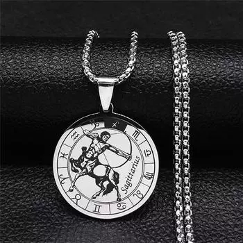 Ожерелье с подвеской в виде 12 созвездий, ожерелье со знаком зодиака Стрелец для мужчин и женщин, лучшему другу, семье, подарок на день рождения, цепочка, ювелирные изделия