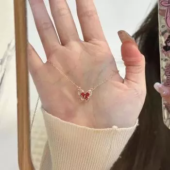 Ожерелье с подвеской в виде бабочки из эмалевой нити для женщин, нишевый дизайн, легкий роскошный стиль, высокого класса