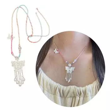 Ожерелье с подвеской в виде бабочки, регулируемое веревочное ожерелье, уникальное ожерелье с подвеской, цепочное ожерелье, подходящее для различных случаев зелёный