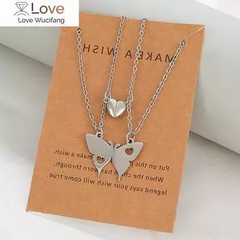 Ожерелье с подвеской в виде бабочки из нержавеющей стали, модное магнитное ожерелье в форме сердца для пары, ключичная цепочка, трендовые ювелирные изделия