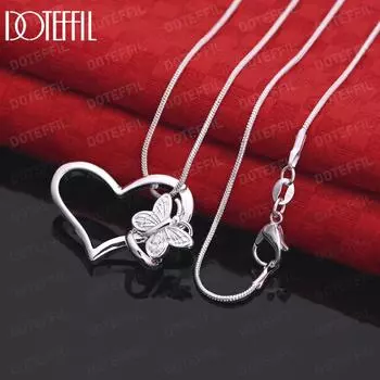 Ожерелье с подвеской в виде бабочки из стерлингового серебра 925 пробы, 18 дюймов, модные свадебные украшения S-40CM