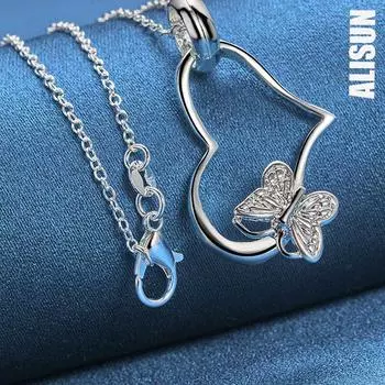 Ожерелье с подвеской в виде бабочки из стерлингового серебра 925 пробы, 18 дюймов, модные свадебные украшения O-45CM