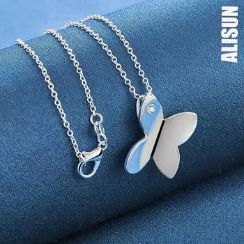 Ожерелье с подвеской в виде бабочки из стерлингового серебра 925 пробы, модные свадебные украшения O-45CM