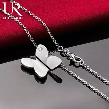 Ожерелье с подвеской в виде бабочки из стерлингового серебра 925 пробы, модные свадебные украшения O-45CM