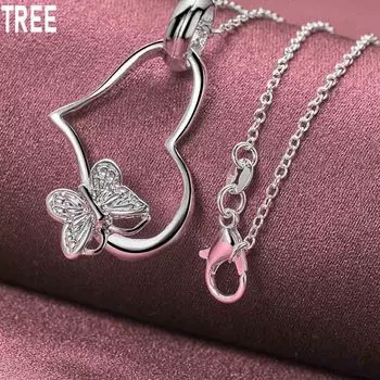 Ожерелье с подвеской в виде бабочки из стерлингового серебра 925 пробы, 18 дюймов, модные свадебные украшения O-40CM