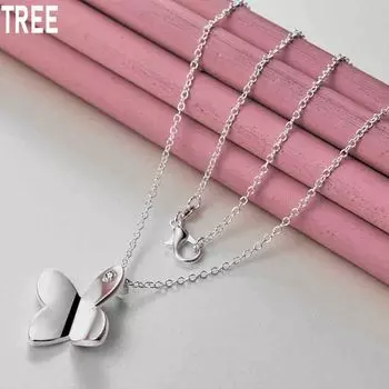 Ожерелье с подвеской в виде бабочки из стерлингового серебра 925 пробы, модное украшение на свадьбу O-45CM