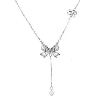 Ожерелье с подвеской в виде банта для женщин, модный легкий роскошный нишевый дизайн, цепочка на ключицу, новый праздничный подарок для девушки