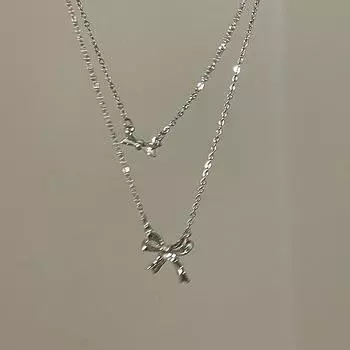 Ожерелье с подвеской в виде банта для женщин, летнее, двухслойное, многослойное, аксессуары для шеи, классная мода