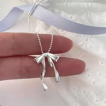 Ожерелье с подвеской в виде банта из стерлингового серебра 925 пробы, женское, легкое, роскошное, изысканное, сладкая, цепочка на ключицу, высокое чувство, летняя, новая шея 925 silver