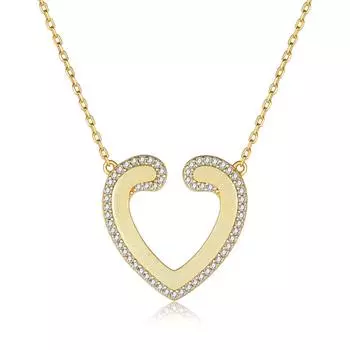 Ожерелье с подвеской в виде большого сердца из стерлингового серебра 925 пробы, женская мода, цепочка на ключицу из желтого золота 925 silver золотой