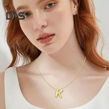 Ожерелье с подвеской в виде буквы, цепочка из змеиной кости, кулон в виде воздушного шара, регулируемый, с удлиненной цепочкой, золотистого цвета, женское украшение на шею, праздничный подарок S