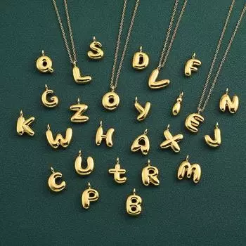 Ожерелье с подвеской в виде буквы, покрытой золотом 14 карат, с глянцевой поверхностью, массивное ожерелье с подвеской, ювелирные изделия золотой