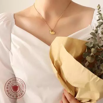 Ожерелье с подвеской в виде бумажного журавлика-оригами, цепочка на ключицу из титановой стали с покрытием из 18-каратного золота P619