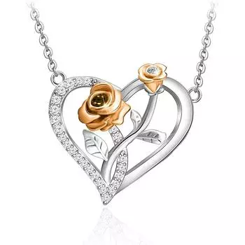 Ожерелье с подвеской в виде цветка розы для женщин, подвески в форме сердца, модные украшения, подарки для девочек
