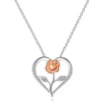 Ожерелье с подвеской в виде цветка розы для женщин, подвески в форме сердца, модные украшения, подарки для девочек
