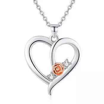Ожерелье с подвеской в виде цветка розы для женщин, подвески в форме сердца, модные украшения, подарки для девочек