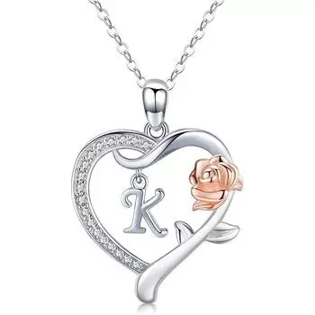 Ожерелье с подвеской в виде цветка розы для женщин, подвески в форме сердца, модные украшения, подарки для девочек