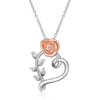 Ожерелье с подвеской в виде цветка розы для женщин, подвески в форме сердца, модные украшения, подарки для девочек