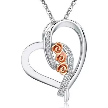 Ожерелье с подвеской в виде цветка розы для женщин, подвески в форме сердца, модные украшения, подарки для девочек