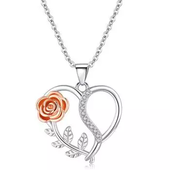 Ожерелье с подвеской в виде цветка розы для женщин, подвески в форме сердца, модные украшения, подарки для девочек