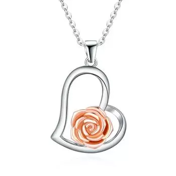 Ожерелье с подвеской в виде цветка розы для женщин, подвески в форме сердца, модные украшения, подарки для девочек
