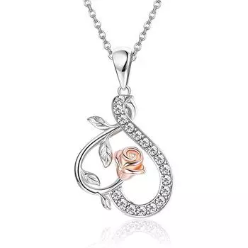 Ожерелье с подвеской в виде цветка розы для женщин, подвески в форме сердца, модные украшения, подарки для девочек