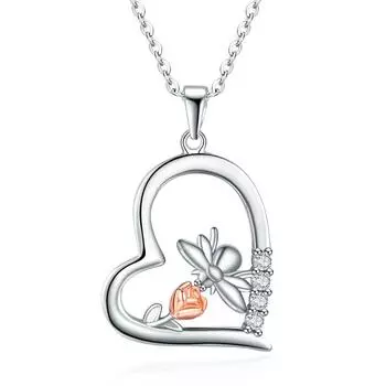 Ожерелье с подвеской в виде цветка розы для женщин, подвески в форме сердца, модные украшения, подарки для девочек