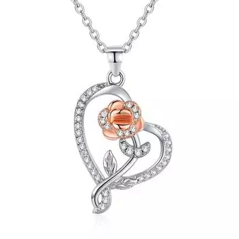 Ожерелье с подвеской в виде цветка розы для женщин, подвески в форме сердца, модные украшения, подарки для девочек