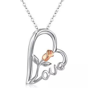 Ожерелье с подвеской в виде цветка розы для женщин, подвески в форме сердца, модные украшения, подарки для девочек