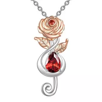 Ожерелье с подвеской в виде цветка розы для женщин, подвески с музыкальной нотой, модные украшения, подарки для девочек