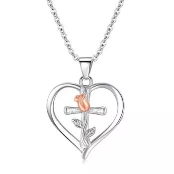 Ожерелье с подвеской в виде цветка розы для женщин, подвески в форме сердца, модные украшения, подарки для девочек