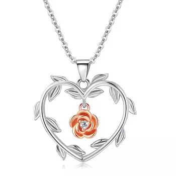 Ожерелье с подвеской в виде цветка розы для женщин, подвески в форме сердца, модные украшения, подарки для девочек
