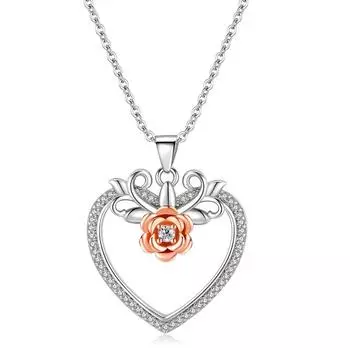 Ожерелье с подвеской в виде цветка розы для женщин, подвески в форме сердца, модные украшения, подарки для девочек