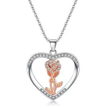 Ожерелье с подвеской в виде цветка розы для женщин, подвески в форме сердца, модные украшения, подарки для девочек