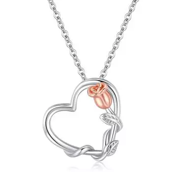 Ожерелье с подвеской в виде цветка розы для женщин, подвески в форме сердца, модные украшения, подарки для девочек