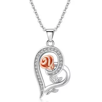 Ожерелье с подвеской в виде цветка розы для женщин, подвески в форме сердца, модные украшения, подарки для девочек