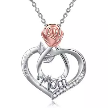 Ожерелье с подвеской в виде цветка розы для женщин, подвески в форме сердца, модные украшения, подарки на день матери
