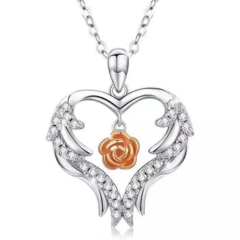 Ожерелье с подвеской в виде цветка розы для женщин, подвески в форме сердца, модные украшения, подарки для девочек