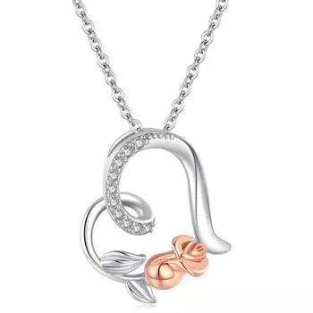 Ожерелье с подвеской в виде цветка розы для женщин, подвески в форме сердца, модные украшения, подарки для девочек