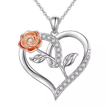 Ожерелье с подвеской в виде цветка розы для женщин, подвески в форме сердца, модные украшения, подарки для девочек