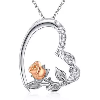 Ожерелье с подвеской в виде цветка розы для женщин, подвески в форме сердца, модные украшения, подарки для девочек